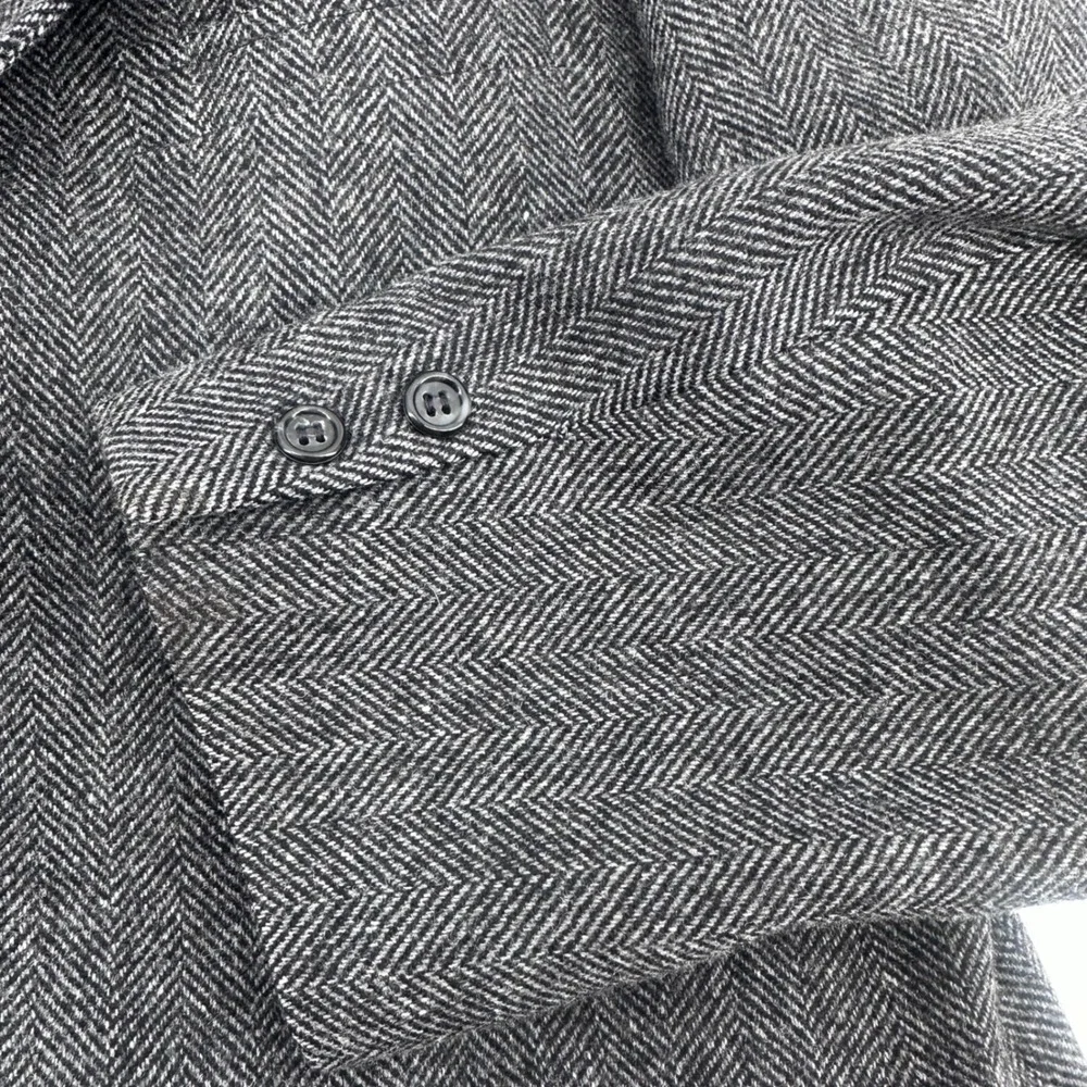 Brooks Brothers Blazer Mens 44L Grey Wool Herringbone 3-Button Sport Coat USA